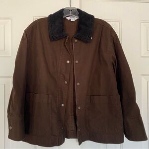 NWT Old Navy Brown Barn Jacket with Black Corduroy Collar SP